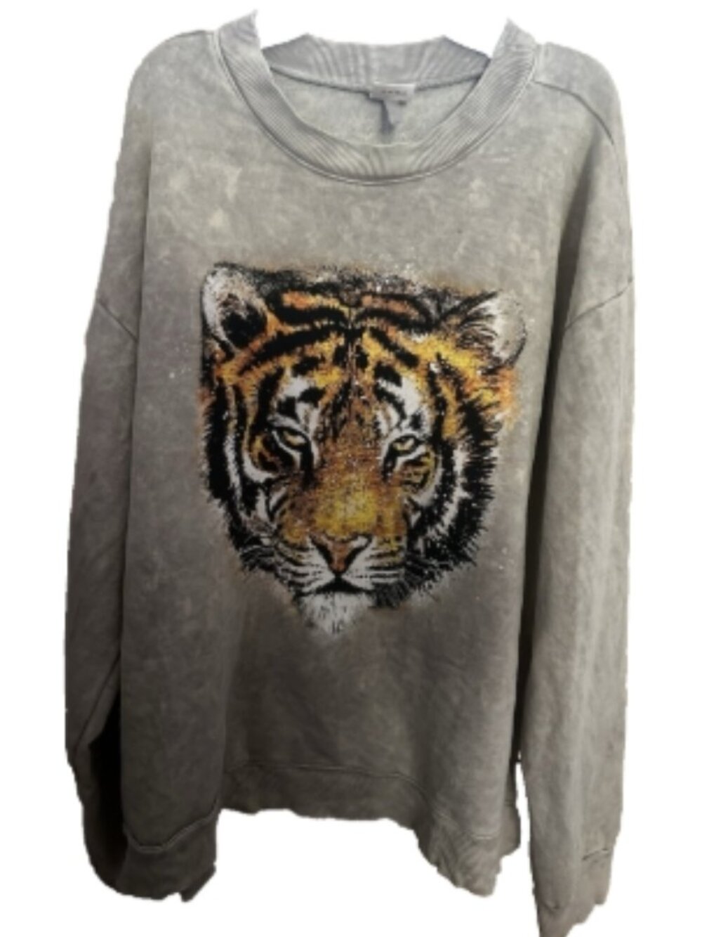 🐅 Love Vintage Tiger Graphic Sweatshirt Size M Gray Cozy Streetwear